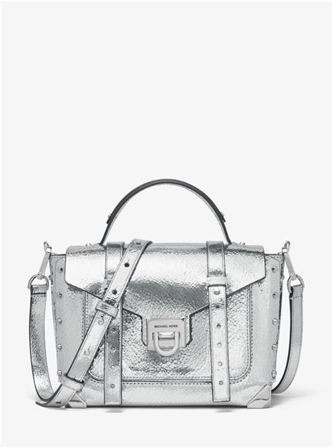 michael michael kors manhattan leather top-handle school satchel|Michael Kors manhattan silver bag.